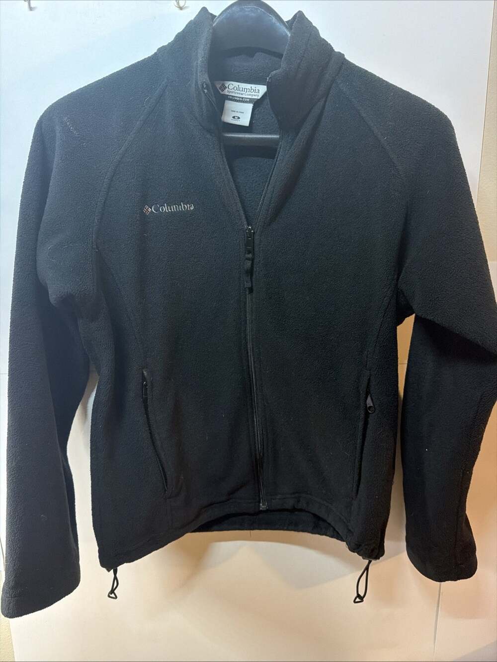 Columbia Sweater Medium Adult Black Full Zip Pockets Fleece Logo Casual Womens M